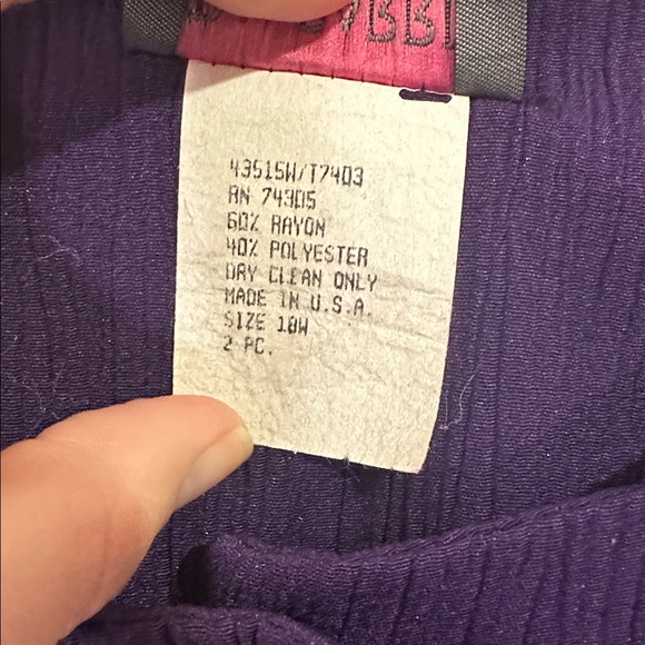 Vintage 80s Purple Crinkle Button-Down Women's Top Size 18 - Picture 3 of 5